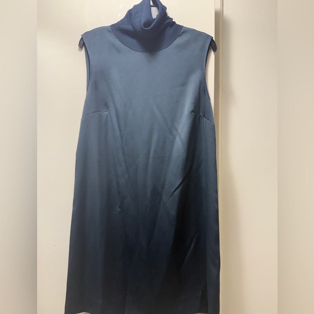 Club Monaco Navy Sleeveless Mock Turtleneck Midi Dress